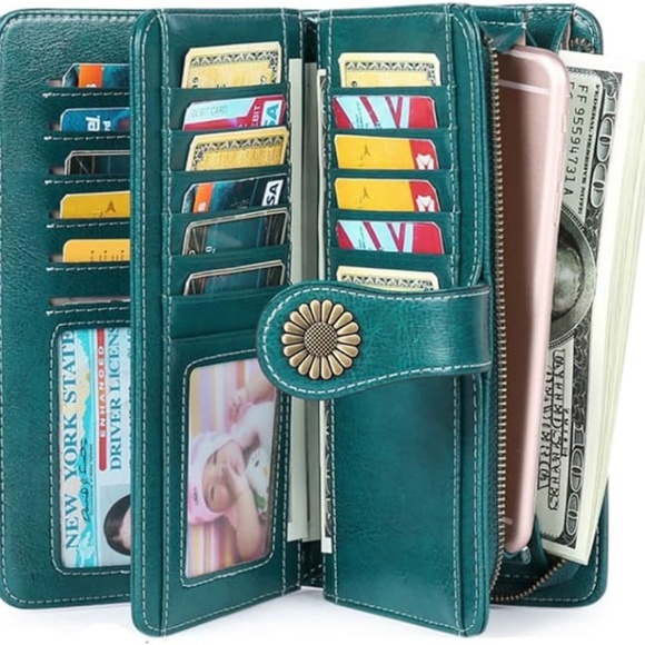 SENDEFN Wallets for Women Genuine Leather Credit Card Holder with RFID Blocking - Picture 2 of 4